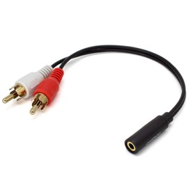 AKORD 3.5mm Stereo Jack/RCA Plug X2 Y Cable - Black