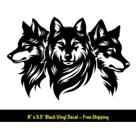 Signage Cafe Wolf Pack Family 8" Black Vinyl Decal Car Truck Camper Wall Mirror Door