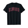 Elwood Indiana Souvenir College Style Red Text T-Shirt, black
