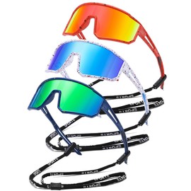 FAGUMA 3PACK Kids Polarized Sunglasses Youth Baseball Sunglasses Age 8-14 Boys Girls Softball Cycling UV400 Protection