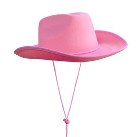 MEMOVAN Pink Cowgirl Hat for Women Girls Western Cowboy Cowgirls Hats Felt Cowboy Hat Retro Wide Brim Western Hat for Disco Cowgirl Cosplay Bachelorette