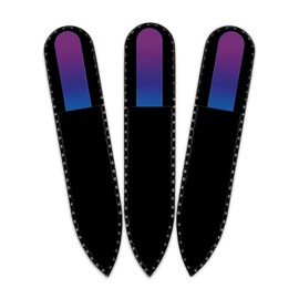 Mont Bleu Coloured Glass Nail File, in Black Velvet Case, Small and Handy Genuine, Tempered Glass, from the Czech Republic