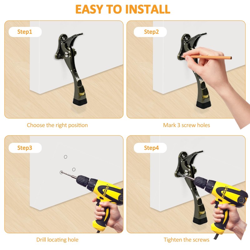 Kickdown Door Stopper, 2 Packs Door Holder to Keep Door