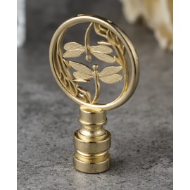 2 Packs Lamp Finial Cap Knob, Dragonfly Design Lamp Decoration for Lamp Shade, Polished Brass, 1-3/8 Inches