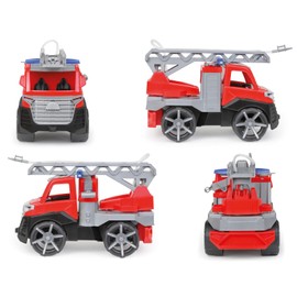 Lena 04515DF Feuerwehr Leiterwagen TRUXX Brigade car, Engine Approx. 28 cm, fire Truck with Folding Ladder, Water Sprayer and Fully Articulated Figure, for Children from 2 Years, Toy Vehicle red