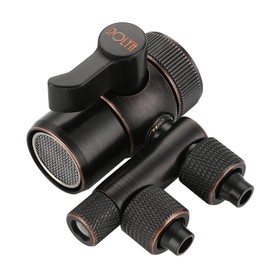 ROLYA 2 Way Kitchen Sink Faucet Diverter Valve Aerator Splitter with Female M22 Thread and 3/8'' OD RO Tubing outlet for counter top water Filter Double Barb Oil Rubbed Bronze