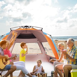 Oileus XX-Large Beach Tent Sun Shelter for 5-6 Person Portable Sun Shade Instant Pop Up Tent for Beach with Carrying Bag, Stakes, 6 Sand Pockets, Anti UV for Fishing Hiking Camping, Waterproof