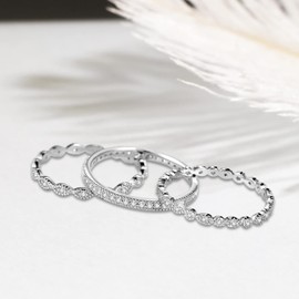 OLIVIASO Women 925 Sterling Silver Rings, Stackable Wedding Bands Rings for Women, Women's Eternity Rings, CZ Promise Rings for Her Size 7