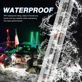 DREAMIZER 2PCS 3FT LED Whip Lights for UTV ATV - LED Spiral Whip Lights with USA Flags for Side by Side for RZR Can-Am X3 Ranger Wrangler JK - 2Pcs,3Ft