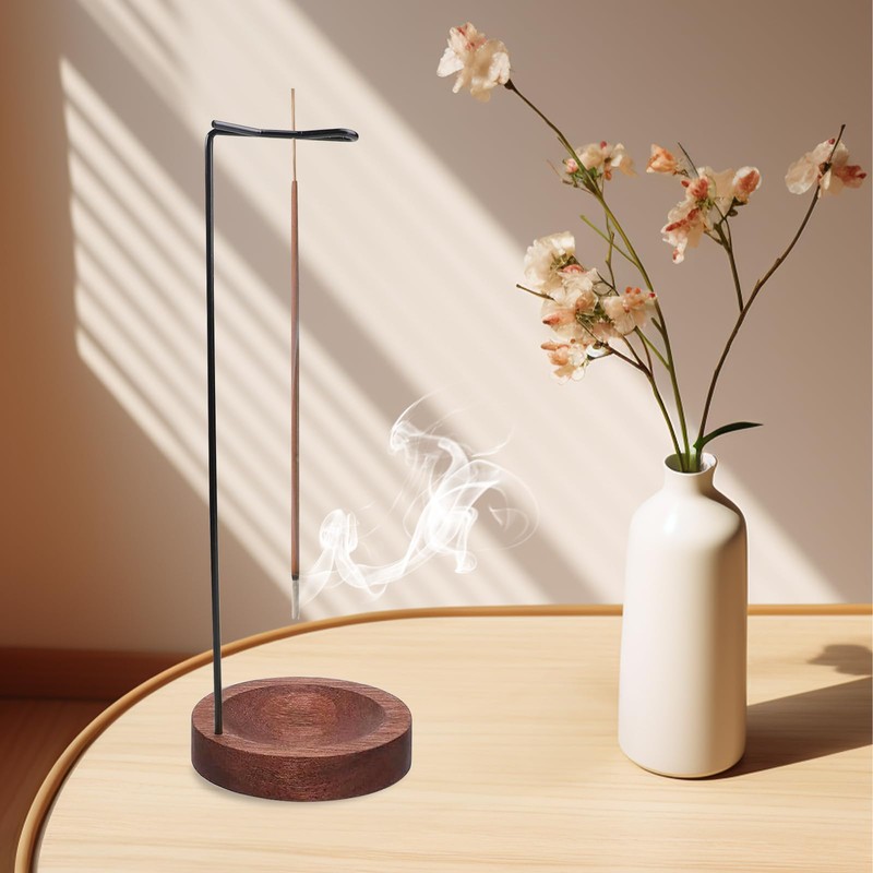 Upside Down Incense Holder with Ash Catcher for Sticks, Wooden