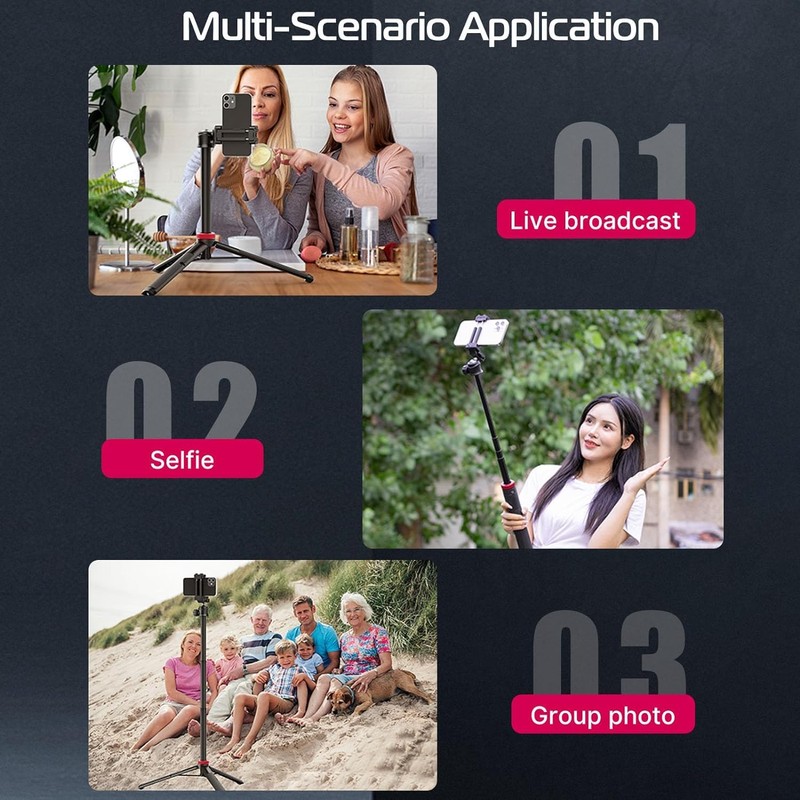 ULANZI MT-44 Extendable Phone Tripod, 59" Selfie Stick Vlog Stand