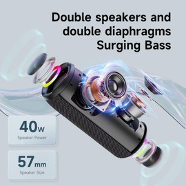 Mingzhe S49PRO Portable Wireless Speaker with BT 5.2 Technology IPX6 Waterproof Speakers HiFi Sound AUX FM TF Card RGB Lighting Long Playtime Compact and Portable Perfect for Party