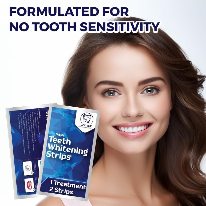 DENTELO Professional Teeth Whitening Strips,42 Non-Sensitive, Safe for Enamel, Anti