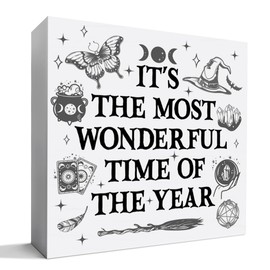 Halloween Witch Desk Decor Wooden Box Sign, Halloween Witches Decor for Home Table Shelf, Witchcraft Gifts for Women, It's The Most Wonderful Time Of The Year