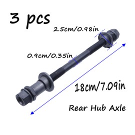 Semetall Bike Axle 180MM Bicycle Multiple Speed Rear Hub Axle 3/4 Inch Fit for Road Bike,Mountain Bike,3PCS