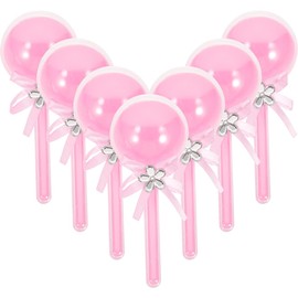 BESTonZON 12PCS Baby Rattle Candy Container - Fillable Baby Shower Party Favors with Bow Crystal - Lollipop Shaped Plastic Candy Bottle for Baby Shower Party (5.50X2.36X2.36in)