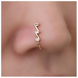 Inilbran Punk Crystal Square Nose Ring Gold Geometric Nose Cuff Hoop Ring Vintage Square Fake Nose Ring Non Pierced Nose Ring Gothic Clip On Nose Ring Jewelry for Women and Girls