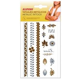 Temporary Tattoos in Alpine Metallic Colours | Removable Body Stickers for Children and Adults | Removable Metallic Colour Tattoos: Gold and Silver