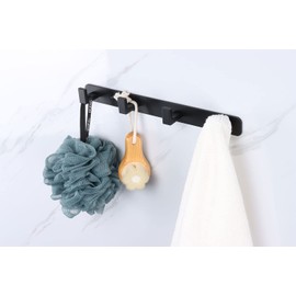 Vanloory Coat Rack, Heavy Duty Stainless Steel 4 Tri Coat Hook Hanger, Wall Mounted Wall Hook, Rustic Clothes Hook/Key Hook Rail for Bathroom Kitchen Entryway(2 Pack, 4 Hook Black)