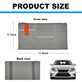 Suvnie 2 PCS Car Sun Visor Organizer, Auto Interior Visor Storage Pocket Pouch Holder with Zipper, Multi-Pocket Net Personal Belonging Pocket, Universal Car Accessories for Card, Document (Gray)