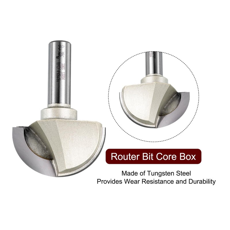 sourcing map 1pcs Router Bit Core Box 1/2 Shank 2