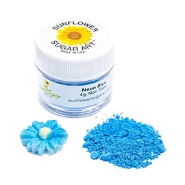 Sunflower Sugar Art Neon Blue Glow In The Dark Petal Dust Food Color - Deep, Rich Blue Matte Powder Cake Accessories for Cake Decoration - 4 Grams Non-Toxic Baking
