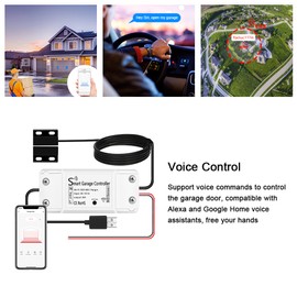 Tuya WiFi Garage Door Opener Intelligent Remote Controller Sensor Support APP Voice Controller Compatible with Alexa  Home