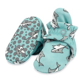 Zutano Botines unisex de algodón orgánico con suela de agarre, suela suave para bebé, Tiburón bebé, 24 meses