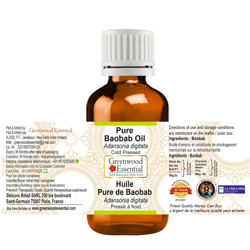 Greenwood Essential Natural Baobab Oil (Adansonia Digitata) Natural Pure Therapeutic