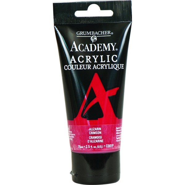 GRUMBACHER Academy Acrylic Paint, 75ml/2.5 Ounce Plastic Tube, Alizarin Crimson