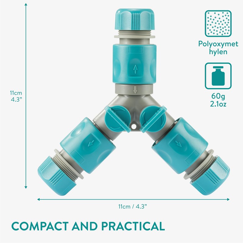 Navaris 2-Way Splitter with Shut-Off Valve - with 3 Additional