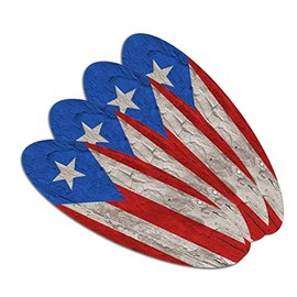 Rustic Distressed Puerto Rico Flag Wood Look Double-Sided Oval Nail File Emery Board Set 4 Pack
