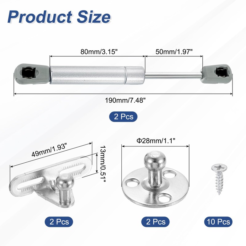 sourcing map 2Pcs Lid Support Hinges, 6 Inch 80N Gas