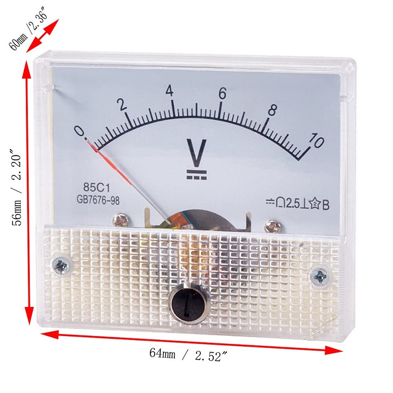 Heyiarbeit 0-10V DC Analog Panel Voltage Gauge 85C1 Volt Meter