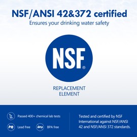 Vortopt NSF certificado de reemplazo para el agua del grifo T1-ACF/T2-ACF, 6 meses de vida útil, reduce el cloro, sabor y olor T1/T2 Filter（Pack of 3）