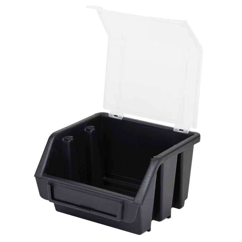 Black small plastic lidded storage bin ERGO-Box Plus