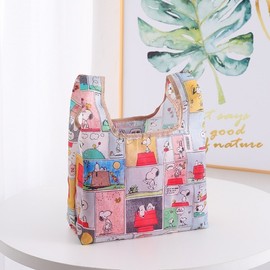 Imported Cartoon Doll Pattern Foldable Shopper Bag with Mini Pouch 23*36*14cm/Black Snoo 15ea