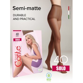 Conte Tights Classic Comfort Sheer Pantyhose Solo 40 Den, Brown (Mocco), Medium