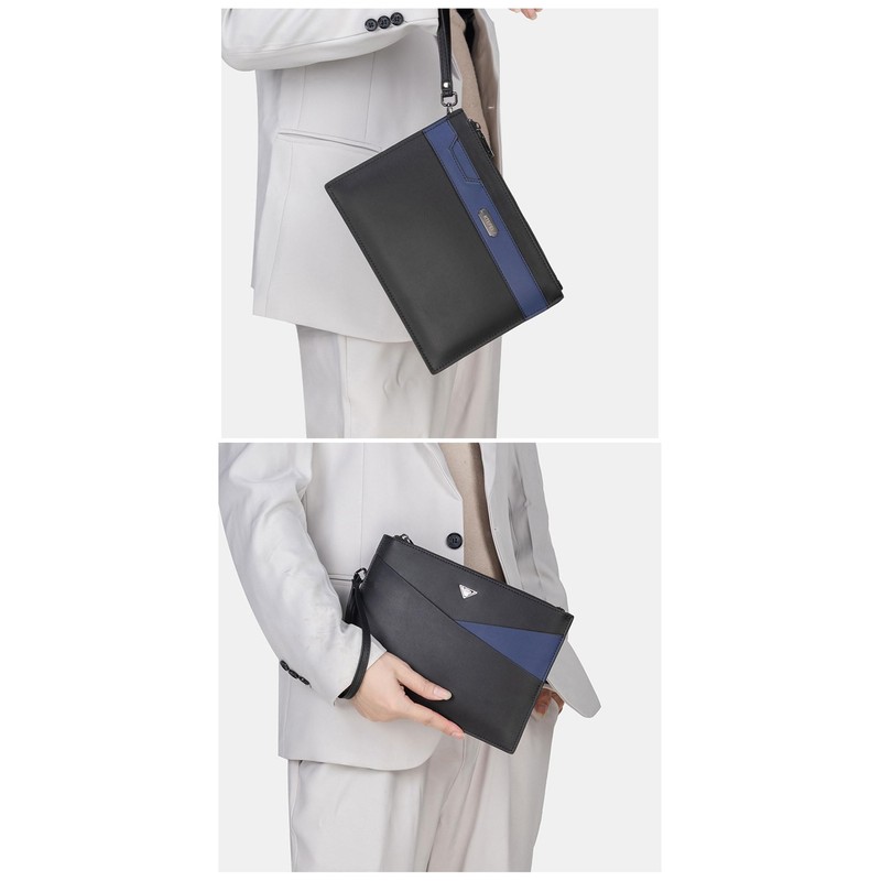 Cenvins Men's Clutch Bag, Large, Lightweight, Thin PU Leather, B5,