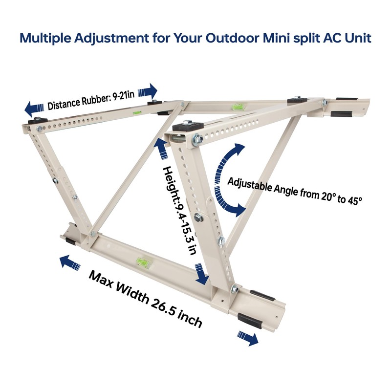 WeCooper Rooftop Mini Split Mounting Bracket 9000to24000BTU,Heavy Duty Adjustable Roof
