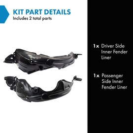 TRQ Inner Fender Liner Set Compatible with 2007-2011 Toyota Yaris TO1250120 TO1251119