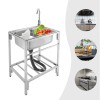 Stainless Steel Single Basin Kitchen Sink Simple Laundry Sink +Faucet