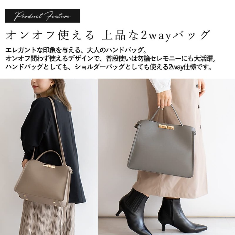 VITAFELICE inb-90028p Women's One-Handle 2-Way Shoulder Bag (M), gray