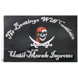 The Beatings Will Continue Until Morale Improves Pirate Premium Quality Heavy Duty Fade Resistant Rough Tex 68D 2x3 2'x3' Woven Poly Nylon Flag Banner Grommets