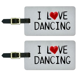 Graphics & More I Love Dancing Written on Paper Luggage Suitcase Carry-on Id Tags, White