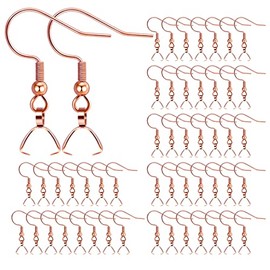Earring Hooks 50PCS/25Pairs, Stainless Steel Rose Gold Ear Wires Fish Hooks, Hypo-allergenic Jewelry Findings Parts for DIY Jewelry Making