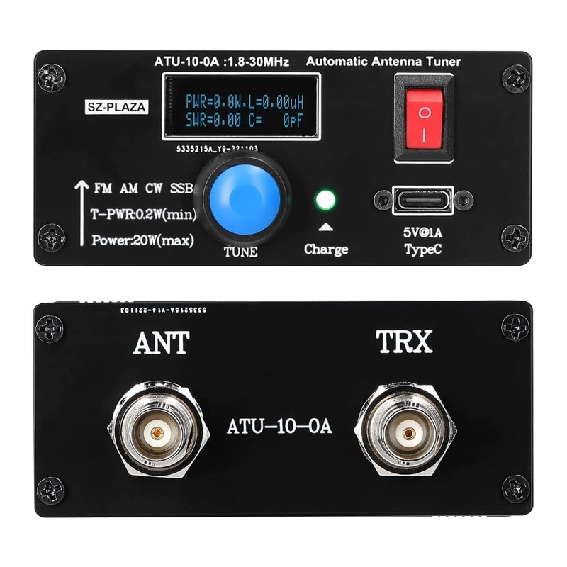 ATU-10-0A Black Shortwave Antenna Tuner 20W 1.8-30MHz Shortwave Power Meter