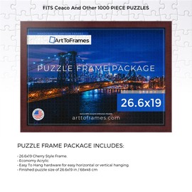 ArtToFrames 26.6x19 INCH/68x48 CM Red Frame for 1000 piece Puzzles.This 1.25 Inch Custom MDF Puzzle Frame is Cherry - Comes with Economy Acrylic (PuzzleBW26-039-26.6x19)