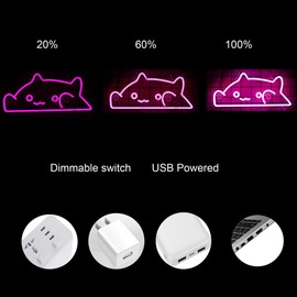 Pink LED Cat Neon Sign USB Powered for Teen girls bedroom decor Wall Decor Animal LED Neon Light Cat Led Neon Light Sign for Room Decor Led Wall Sign Birthday Gifts 16 * 7.52 In