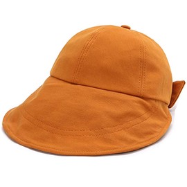 Banfenghe Sun Hat, Women's, UV Protection, Breathable, Ponytail, Outdoor Hat, Headwear, Wide Brim, Women's Cap, Bucket Hat, Mountain Climbing, Small Face Effect Hat, Cute Ribbon, Foldable,, orange, 58